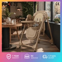 Adjustable Baby High Chair Foldable Infant Dining Seat Removable 2 Tier Split Tray Eating Playing Surface Portable Newborn Rocking Chair Easy Clean Eco Friendly PP Material Feeding