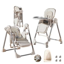 Adjustable Baby High Chair Foldable Infant Dining Seat Removable 2 Tier Split Tray Eating Playing Surface Portable Newborn Rocking Chair Easy Clean Eco Friendly PP Material Feeding