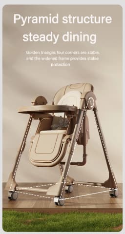 Adjustable Baby High Chair Foldable Infant Dining Seat Removable 2 Tier Split Tray Eating Playing Surface Portable Newborn Rocking Chair Easy Clean Eco Friendly PP Material Feeding