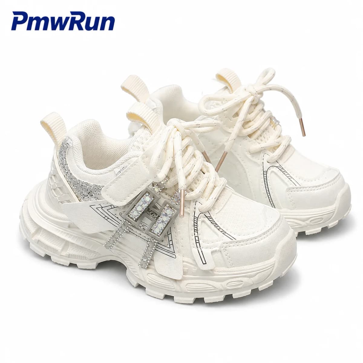 Trend Fashion Sport Shoes For Girls Luxury Rhinestone Teenager Girl's Sneakers Anti-slippery Running Footwear For Children