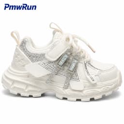 Trend Fashion Sport Shoes For Girls Luxury Rhinestone Teenager Girl's Sneakers Anti-slippery Running Footwear For Children