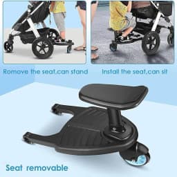 Stroller Pedal with Removable Seat, Anti-Slip Surface Compatible with Pushchairs Standing Platform Children Stand Pedal Seat