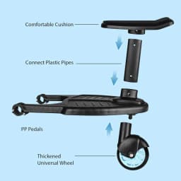 Stroller Pedal with Removable Seat, Anti-Slip Surface Compatible with Pushchairs Standing Platform Children Stand Pedal Seat