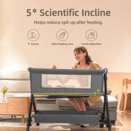 Baby Bassinet Adjustable Height Gentle Rocking Breathable Mesh Foldable Design Bedside Sleeper Portable Baby Crib with Mosquito Net Mattress Storage Basket for Newborn Infant Nursery Home Travel Sleep Baby Essentials Daily Care