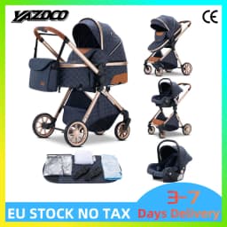 3‑in‑1 Luxurious Elevated‑View Folding Baby Stroller, Aluminum Frame, Multi‑Position Recline for Newborn