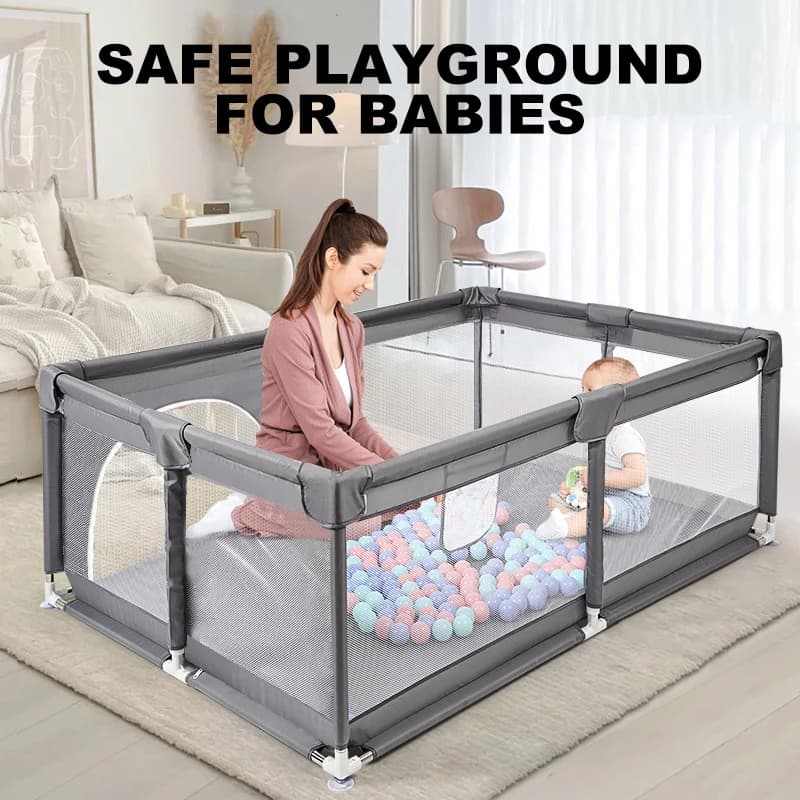 Baby Fence Baby Playground Foam Protector Pipe High Landscape 360 Angles Observation of Baby's Safety Without Blind Spots Multi Functional Baby Playground Economic Practical Baby Fence Popular Common Parents Good Choice
