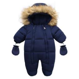 2024 New Winter Baby Rompers Thick Warm Infant Hooded Inside Fleece Jumpsuit Newborn Boy Girl Overalls Toddler Clothing Set