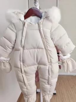 2024 New Winter Baby Rompers Thick Warm Infant Hooded Inside Fleece Jumpsuit Newborn Boy Girl Overalls Toddler Clothing Set