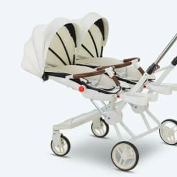 Portable Twin Stroller Double Seat Stroller Foldable Four-wheel Twin Stroller 360° Swivel Seat, Adjustable Backrest