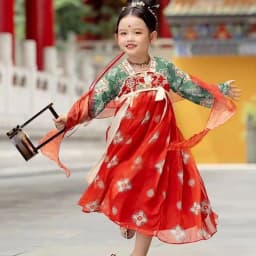 Chinese Hanfu New Retro Girls' Dress Imitation Tang Dynasty Children's Dress
