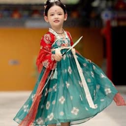 Chinese Hanfu New Retro Girls' Dress Imitation Tang Dynasty Children's Dress