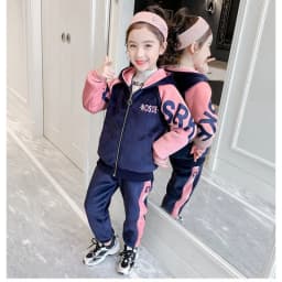New Winter Keep Warm Girls Clothing Set Padded Lining With Plush Velent Hooded Jacket+Pants 2pcs Suit For 3-12 Years Kids