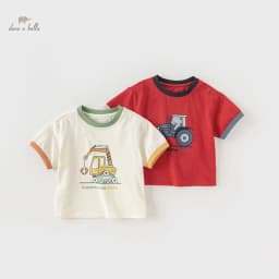 Dave Bella 2025 New Summer Boy’s Baby T-Shirt Children Top Cotton Short Sleeve Undershirt Cartoon Casual Outdoor Sport DB2240686