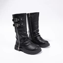 Spring Autumn New Kids Fashion High Boots Classic Black Brown Girls School Causal Leather Boots Catwalk Children Platform Boots