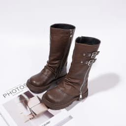 Spring Autumn New Kids Fashion High Boots Classic Black Brown Girls School Causal Leather Boots Catwalk Children Platform Boots