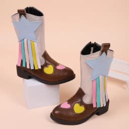 Girls High Boots Bohemian Style Kids Princess Riding Boots Side Zipper 2025 Autumn Winter New Children Mid-calf Boots Versatile
