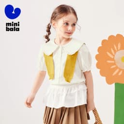 Mini Bala Girls Soft Breathable Cute Cotton Short Sleeve Shirt Lightweight Summer Baby Children Top 2025 New