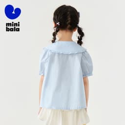 Mini Bala Girls Soft Breathable Cute Cotton Short Sleeve Shirt Lightweight Summer Baby Children Top 2025 New