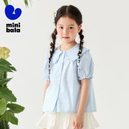 Mini Bala Girls Soft Breathable Cute Cotton Short Sleeve Shirt Lightweight Summer Baby Children Top 2025 New