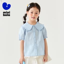 Mini Bala Girls Soft Breathable Cute Cotton Short Sleeve Shirt Lightweight Summer Baby Children Top 2025 New