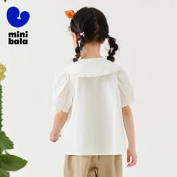 Mini Bala Girls Soft Breathable Cute Cotton Short Sleeve Shirt Lightweight Summer Baby Children Top 2025 New