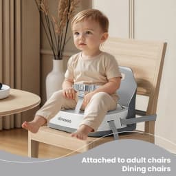 Portable Children’s Booster Seat for Dining High Chair with 3-Point Safety Harness, 2 Adjustable Straps & Washable Design
