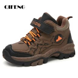 Winter Warm Fur Children Shoes Boys Non-slip Snow Ankle Boots Leather Autumn Casual Sneakers Waterproof Hook Loop Kids Footwear