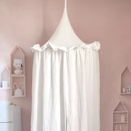 Premium 100% Cotton Muslin Hanging Dome Curtain with Frills Baby Bed Canopy for Kids Room