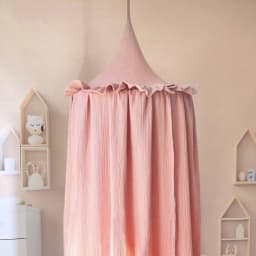 Premium 100% Cotton Muslin Hanging Dome Curtain with Frills Baby Bed Canopy for Kids Room