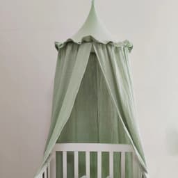 Premium 100% Cotton Muslin Hanging Dome Curtain with Frills Baby Bed Canopy for Kids Room