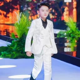 New Children's Host Performance Suit Sequin Beads Design Kids Wedding Birthday Party Evening Gown Boys Catwalk Blazer Sets A3381