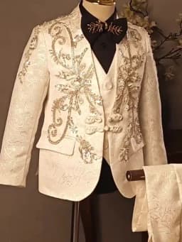 New Children's Host Performance Suit Sequin Beads Design Kids Wedding Birthday Party Evening Gown Boys Catwalk Blazer Sets A3381