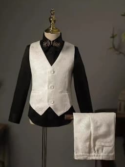 New Children's Host Performance Suit Sequin Beads Design Kids Wedding Birthday Party Evening Gown Boys Catwalk Blazer Sets A3381