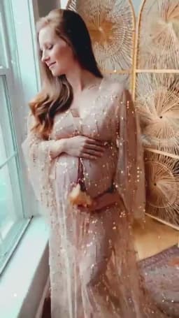 Don&Judy Sequin Maxi Maternity Photo Shoot Dress Boho Evening Party Gown Pregnancy Women Photography Dresses Baby Shower Gift