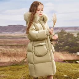 2025 New Winter Girls Jackets Kids Thickened Warm Down Coats Children's Fur Collar Hooded Outerwear Teenager Long Overcoat