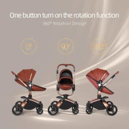 Baby Stroller 3in1 Two-way High Landscape Baby Carriage PU Leather Foldable Shock-absorbing Eggshell Stroller 2in1