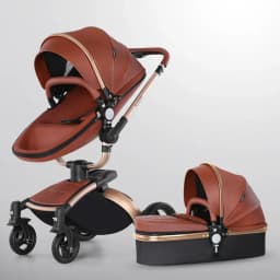 Baby Stroller 3in1 Two-way High Landscape Baby Carriage PU Leather Foldable Shock-absorbing Eggshell Stroller 2in1