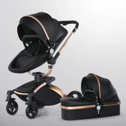 Baby Stroller 3in1 Two-way High Landscape Baby Carriage PU Leather Foldable Shock-absorbing Eggshell Stroller 2in1