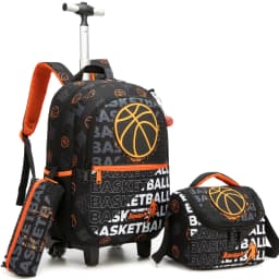 Girls Rolling Backpack with Lunch Box School Backpacks with Wheels 16.5" Roller Backpack for Girls, 3pcs Kids Wheeled Bookbag