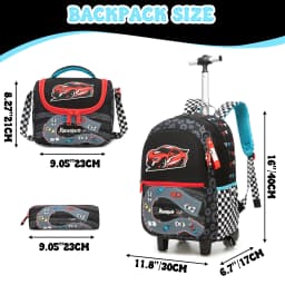 Girls Rolling Backpack with Lunch Box School Backpacks with Wheels 16.5" Roller Backpack for Girls, 3pcs Kids Wheeled Bookbag