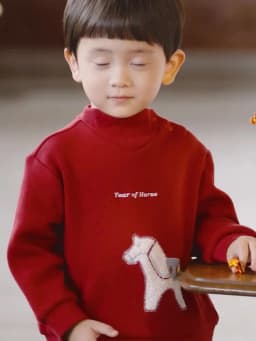 Dave Bella Boys Pullover Autumn Winter Bottoming T-shirts Children Red Half High Collar Long Sleeve Tops Kids Clothing DB4254262