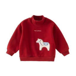 Dave Bella Boys Pullover Autumn Winter Bottoming T-shirts Children Red Half High Collar Long Sleeve Tops Kids Clothing DB4254262