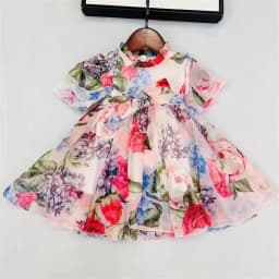 2025 Short Sleeved Leopard Print Baby Dress Yarn Bay Dress for 0-2Y