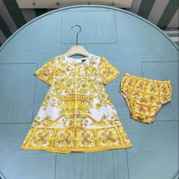 2025 Short Sleeved Leopard Print Baby Dress Yarn Bay Dress for 0-2Y