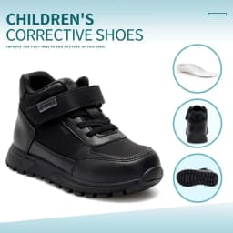 Princepard Kids Orthopedic Sneakers Black High Top Arch Support for Flat Feet Corrective Children School Casual Shoes