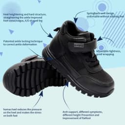 Princepard Kids Orthopedic Sneakers Black High Top Arch Support for Flat Feet Corrective Children School Casual Shoes