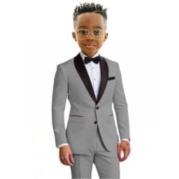 Hot Sale Boy's Solid Suit Set 2 Pieces Jacket Pants Formal Shawl Lapel Kids Tuxedo For Birthday Party School Performance Wear