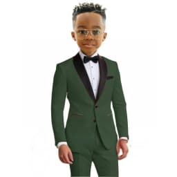 Hot Sale Boy's Solid Suit Set 2 Pieces Jacket Pants Formal Shawl Lapel Kids Tuxedo For Birthday Party School Performance Wear