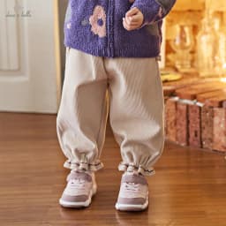 Dave Bella Girls Baby Winter Fashion Casual Pants Loose Comfortable Sweet Cute Embroidery Children's Pants Outdoor DB4253746