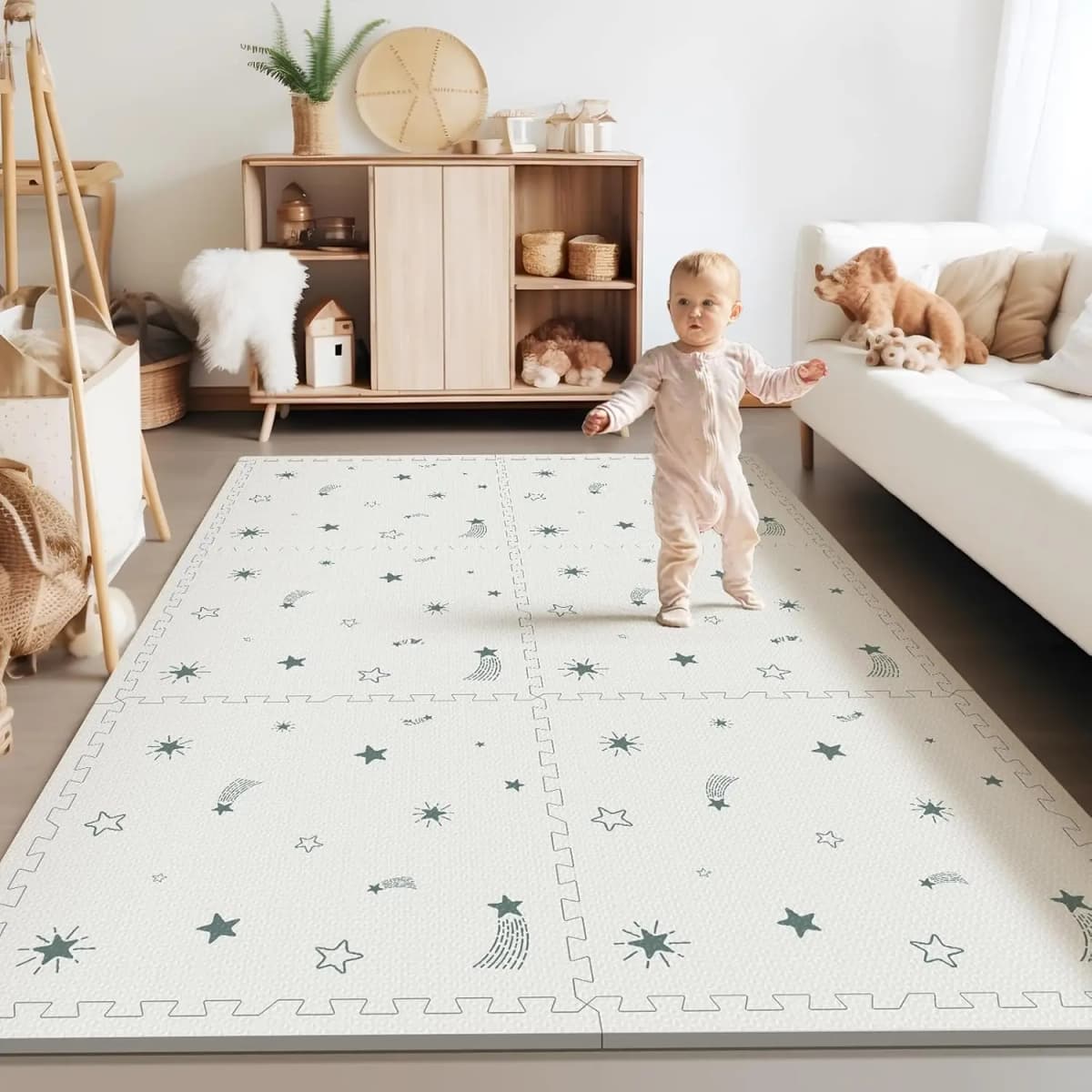 Baby Foam Play Mat, 72x48 Crawling Mat, Floor Mats for Kids for Baby with Interlocking Floor Tiles, Toddler Play Mats for Indoor